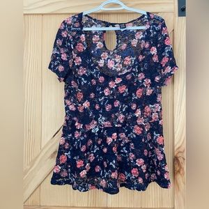 Torrid scoop neck empire waist lace shirt